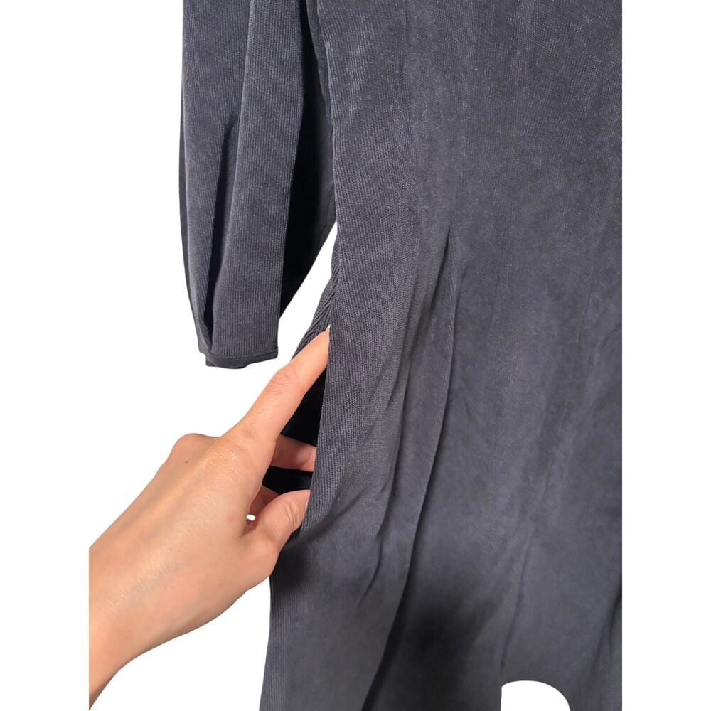 Zara Women’s Black Faux Suede Shift Dress Balloon Sleeve Back Zip Size Medium - Picture 4 of 10